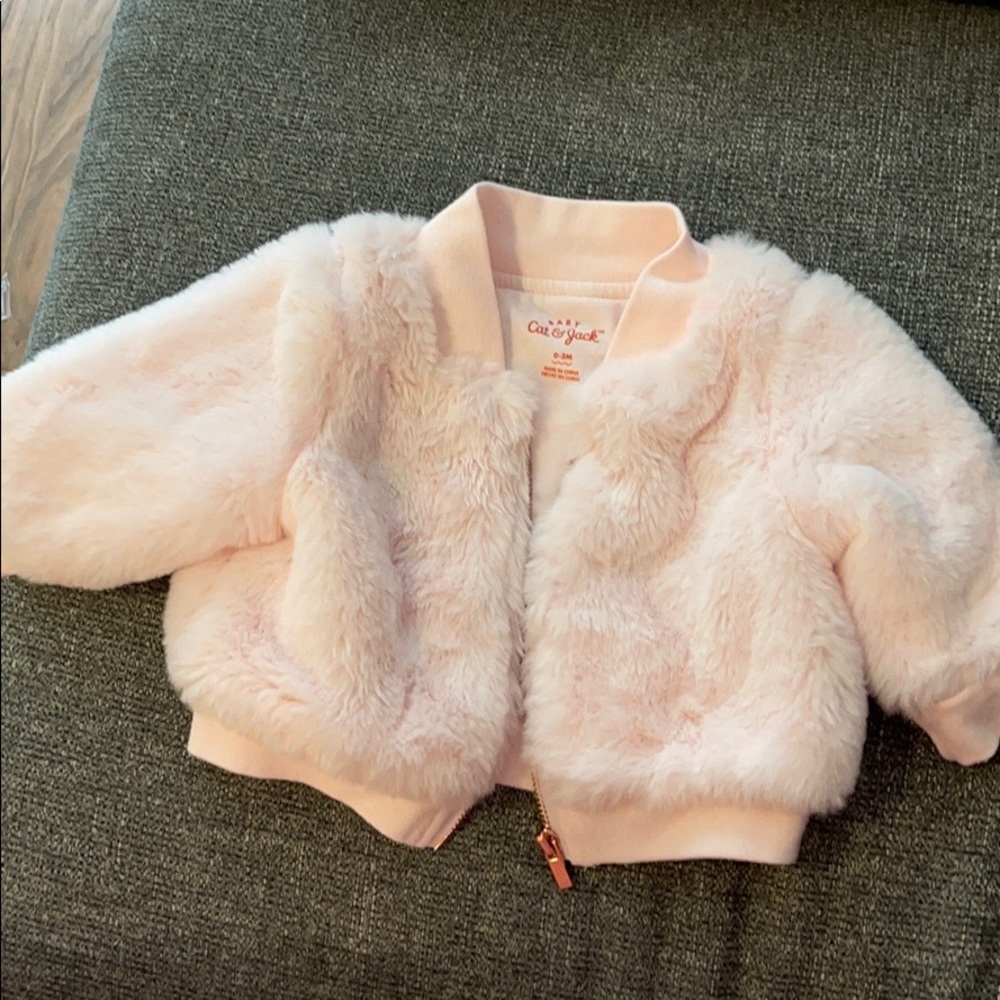 Cat and Jack Faux Fur Jacket., In Pink